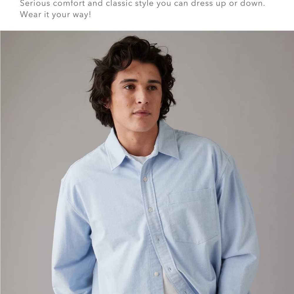 American Eagle Outfitters Blue Casual Button Down Shirt